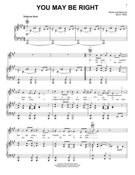 You May Be Right By Billy Joel Billy Joel - Digital Sheet Music For ...