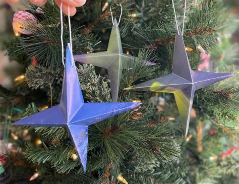 Set of Three Folded Paper Star Ornaments by Ida Northern - Etsy