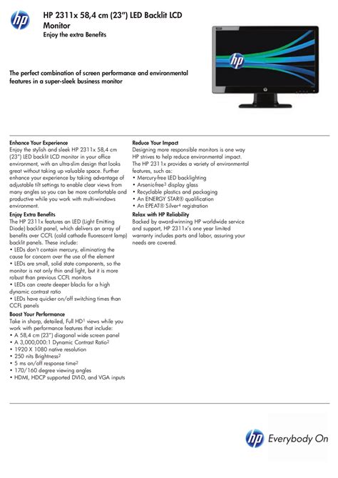 Download free pdf for HP 2311X Monitor manual