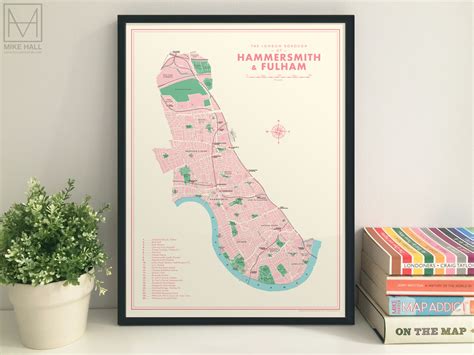 Hammersmith & Fulham (London borough) retro map giclee print – Mike ...