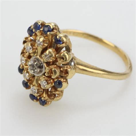 13k Gold 3.98g Ring With Diamonds And Blue Stones | Property Room