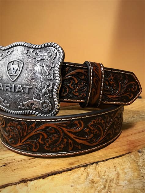 ARIAT – Men’s Western Leather Belt ( Black / Tan ) – El Potrerito