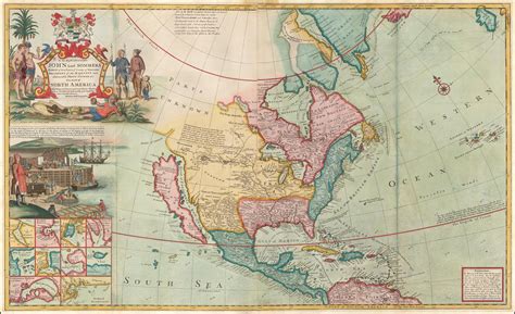 A map of North America with a vast area marked "Parts Unknown" (c. 1719 ...