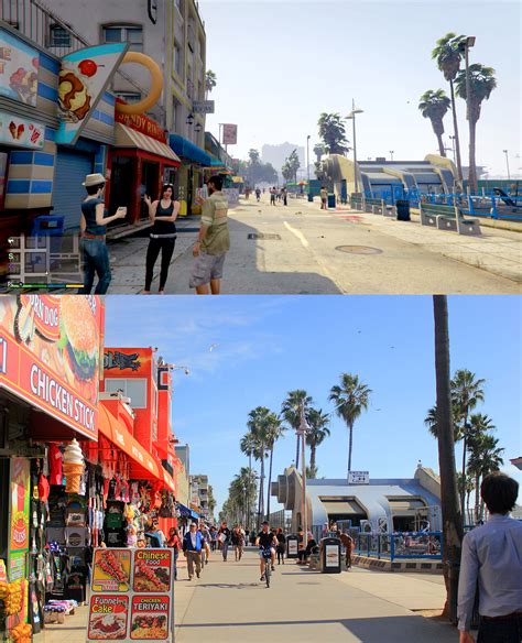 GTA V In-Game Los Santos vs Real-Life Los Angeles Screenshot Comparison ...