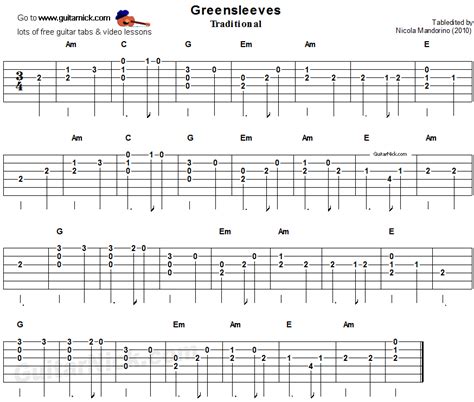 GREENSLEEVES Easy Guitar Lesson: GuitarNick.com