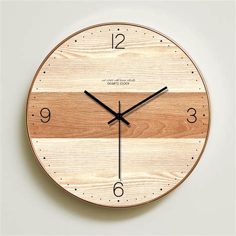 Modern European style creative wood grain mute wall clock, stylish ...