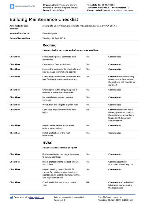 Plumbing Checklist Template – Tasbih.armstrongdavis.com