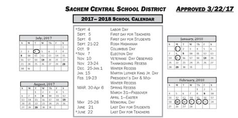 Sachem approves 2017-2018 district calendar | Sachem Report