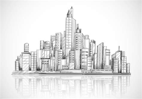 Free Vector | Hand draw city skyline sketch