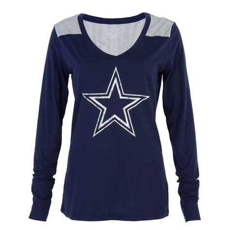 Dallas Cowboys Women's Navy Rockwell Long Sleeve V-Neck T-Shirt