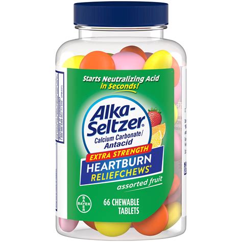 Alka Seltzer Heartburn Relief + Antacid Chews, Assorted Fruit 66 Count ...