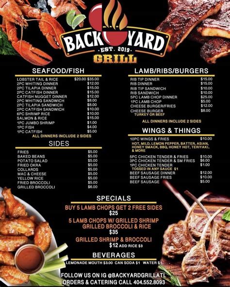 Menu at Backyard Grill Truck restaurant, Atlanta, Headland Dr SW