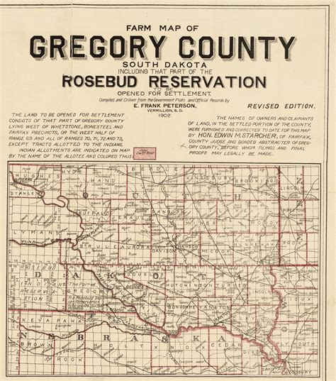 Rare allotment map of the Rosebud Reservation and Gregory County South ...