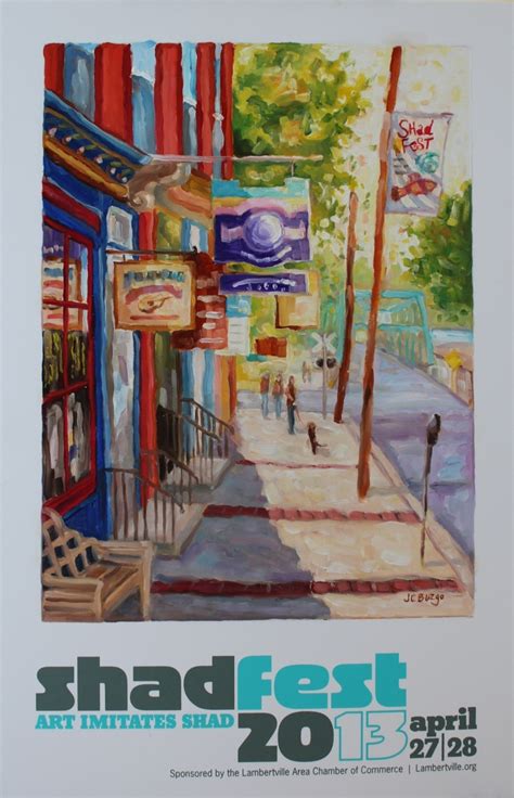 Painting : "Shad Fest Poster 2013 Bridge Street, Lambertville ...