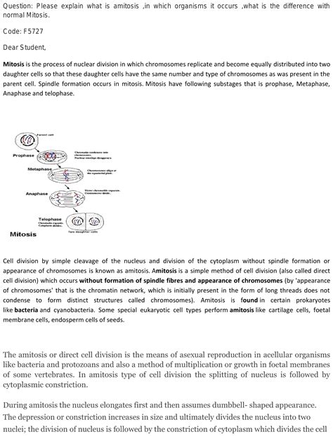 67. What is the difference between amitosis and mitosis ? In which ...