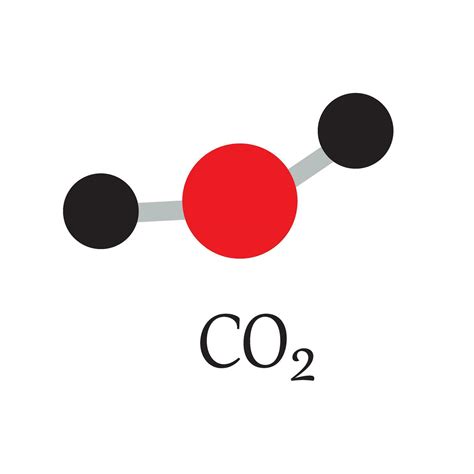 Model of carbon dioxide CO2 molecule and chemical formulas. Geometric ...