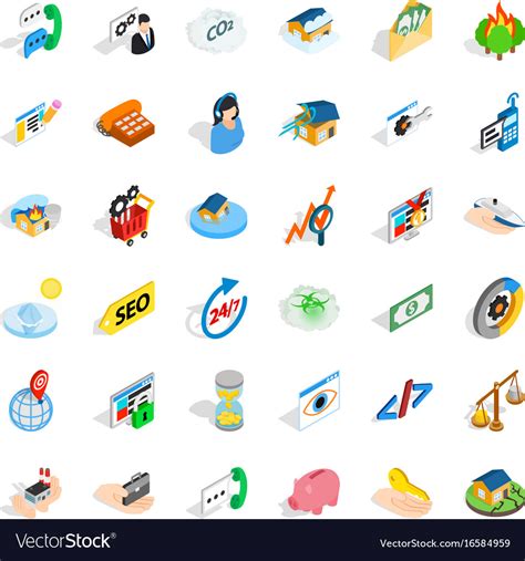 Call us icons set isometric style Royalty Free Vector Image