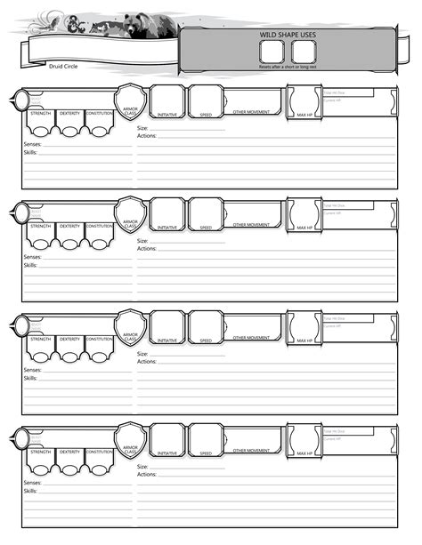 [OC] Druid Wild Shape Sheet : r/DnD