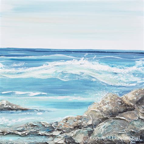 ORIGINAL Art Abstract Painting Coastal Ocean La Jolla Waves Rocks Home ...