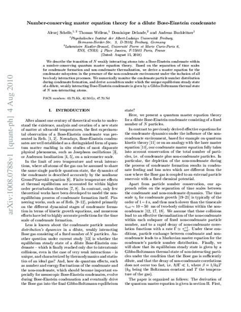 (PDF) Number-conserving master equation theory for a dilute Bose ...