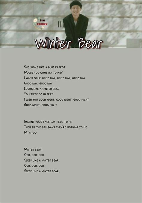 Winter bear by V of BTS | Bts song lyrics, Bts wallpaper lyrics, Bts ...