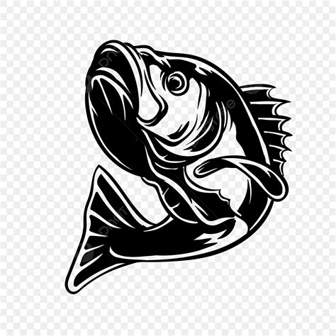 Bass Fish Silhouette Vector PNG, Silhouette Bass Fish Vector ...