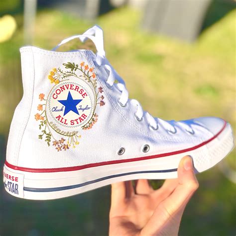 Custom Converse Chuck Taylor Embroidered Flower Logo - Etsy UK ...