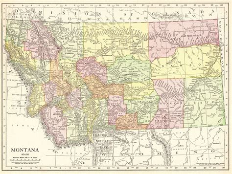 1895 Antique MONTANA State Map Gallery Wall Art Library Home - Etsy ...