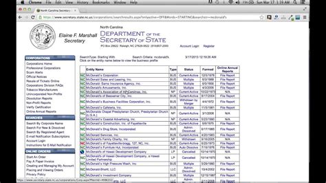North Carolina Secretary of State Business Search - YouTube