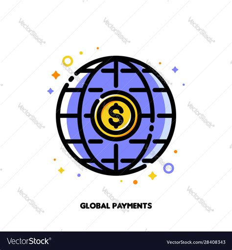 Global payment system icon dollar and globe Vector Image