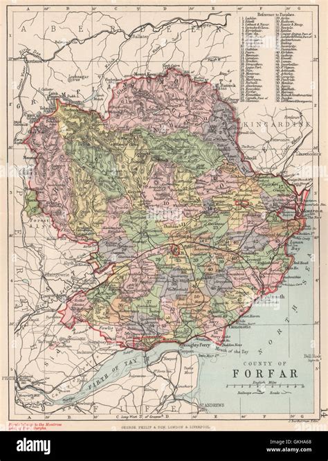 'County of Forfar'. Forfarshire. Parishes. BARTHOLOMEW, 1891 antique ...