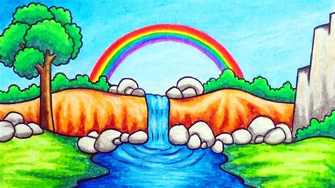 Rainbow Easy Simple Scenery Drawing - How to draw easy and simple ...