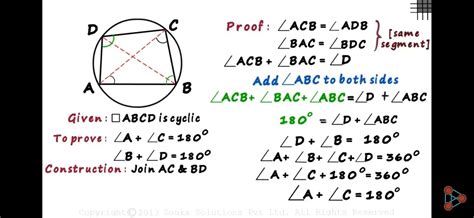 Prove That The Opposite Angles Of A Cyclic Quadrilateral Are 20880 ...