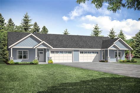 Duplex Ranch Home Plan with Matching 3-Bed Units - 72965DA ...