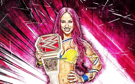 Sasha Banks, WWE, grunge art, american wrestlers, wrestling, purple ...