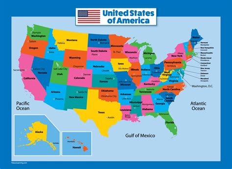 Buy Palace Learning USA for Kids - LAMINATED - United States Wall Chart ...