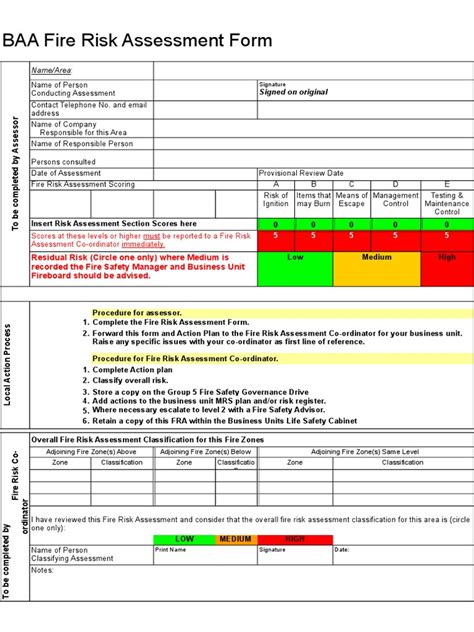 Sample Of Fire Risk Assessment