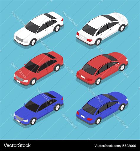 Flat 3d isometric car Royalty Free Vector Image