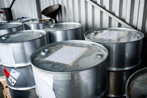 Big Metal Barrels Containing Hazardous Chemicals from Laboratories ...