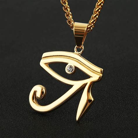 HZMAN CZ Eye of Horus Egypt Protection Pendant on Stainless Steel ...