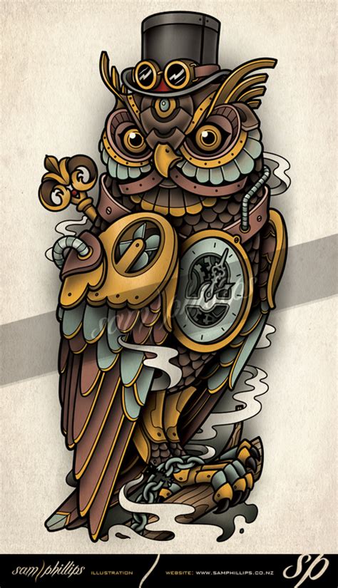 Clockwork Owl Tattoo Steampunk by Sam-Phillips-NZ on DeviantArt