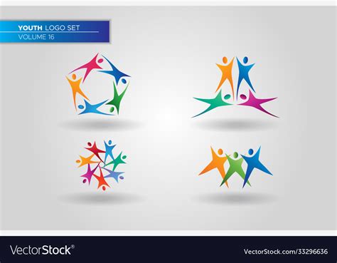 Youth social activities logo set template people Vector Image