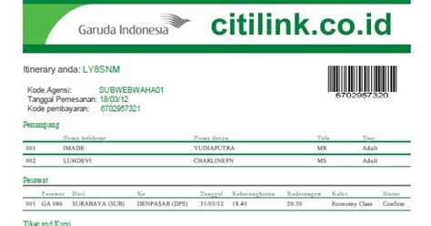 Pelangi Nusantara Tour &Travel - ticketing domestik airlines : Contoh ...