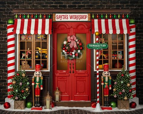 Christmas Backdrop Santa's Workshop Background Santa | Etsy Office ...