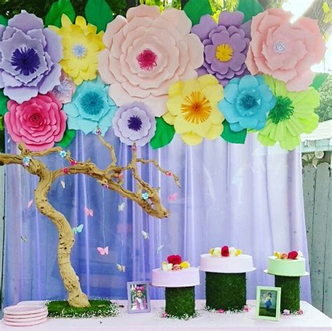 Garden theme party, paper flower backdrop, butterfly birthday party ...