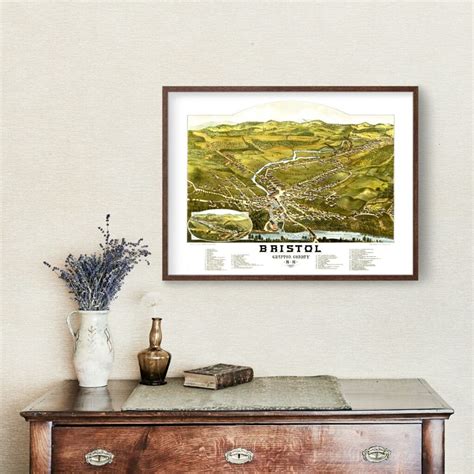 Vintage Map of Bristol, New Hampshire 1884 by Ted's Vintage Art