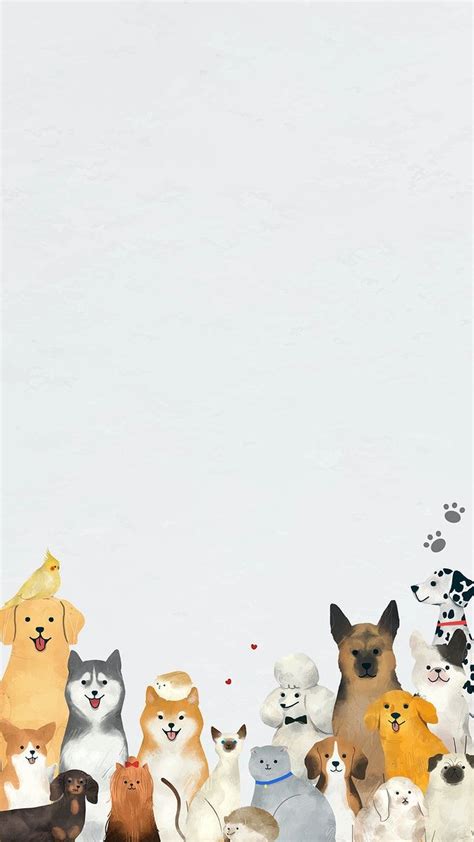 Animal background psd with cute pets illustration | free image by ...