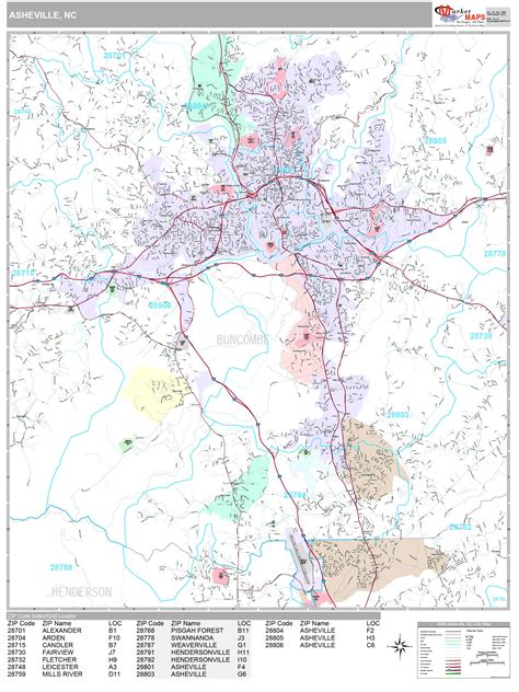 Asheville North Carolina Wall Map (Premium Style) by MarketMAPS - MapSales