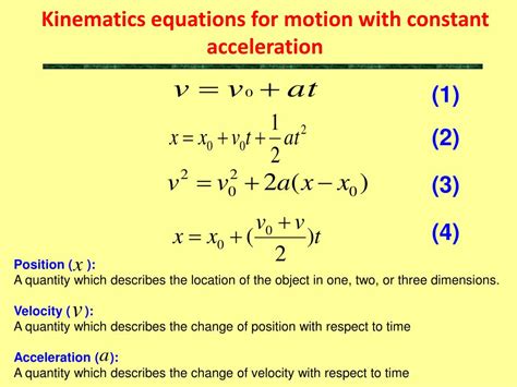 Motion In 1d Formula Sheet