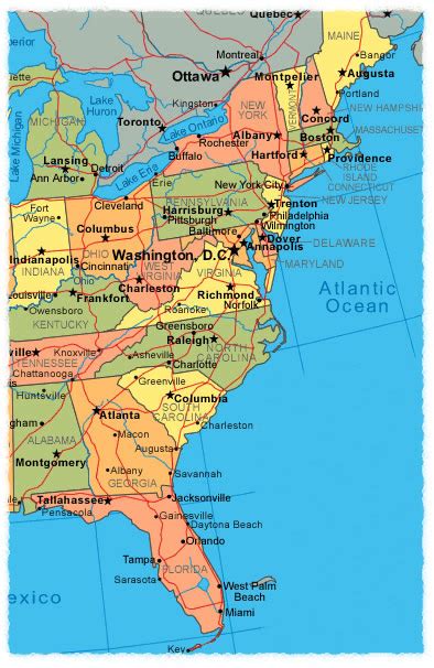 Map Of Usa Eastern Seaboard – Topographic Map of Usa with States